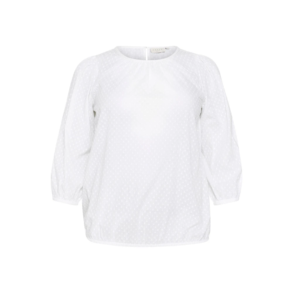 Kaffe Curve Eenvoudige ¾ Mouw Blouse Krijt White Dames