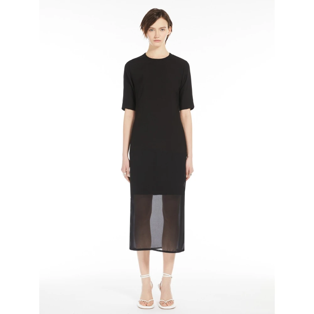 SPORTMAX Zwarte T-shirt Stijl Jurk Black Dames