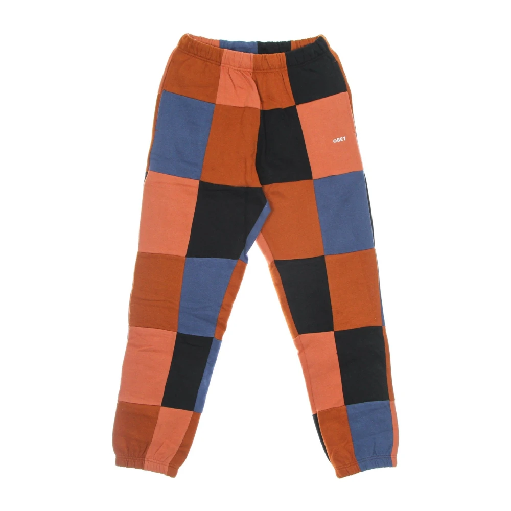 Obey Multicolor Sweatpants, Male, Xl, Patchwork Fleece Joggers With Pockets