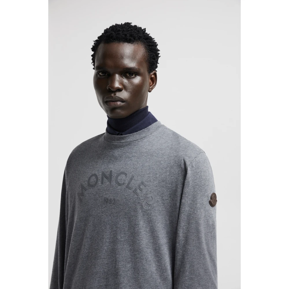 Moncler Grijze Logo Longsleeve T-shirt Gray Heren
