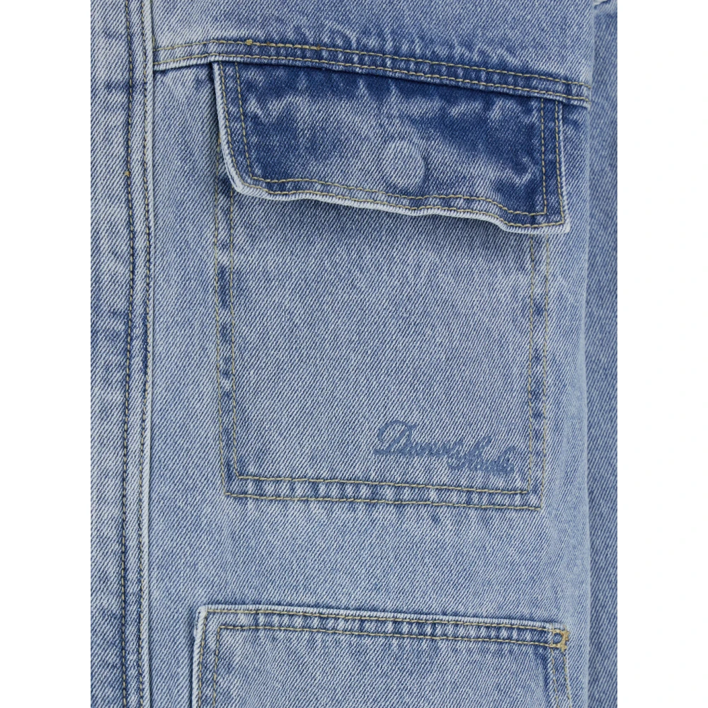 Dunst Blauwe Katoenen Jas met Contrastkraag Blue Heren