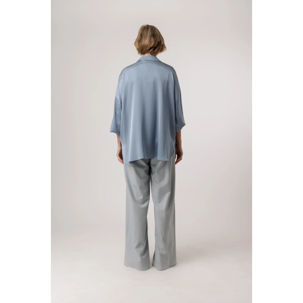 IVI Zijden Tuniek Staalblauwe Blouse Blue Dames
