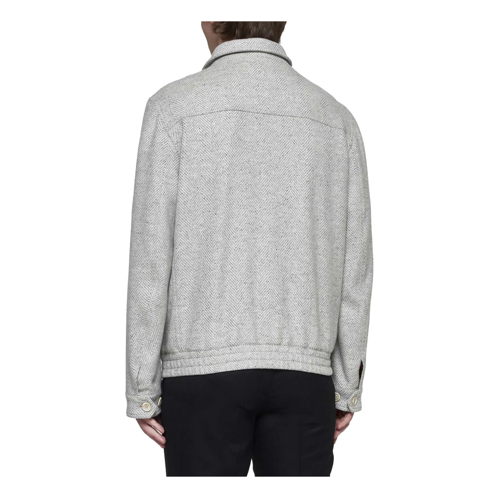 BRUNELLO CUCINELLI Chevron Bomber Jacket Gray Heren