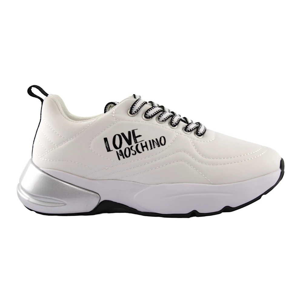 Love Moschino Witte Stoffen Sneakers Dames Schoenen