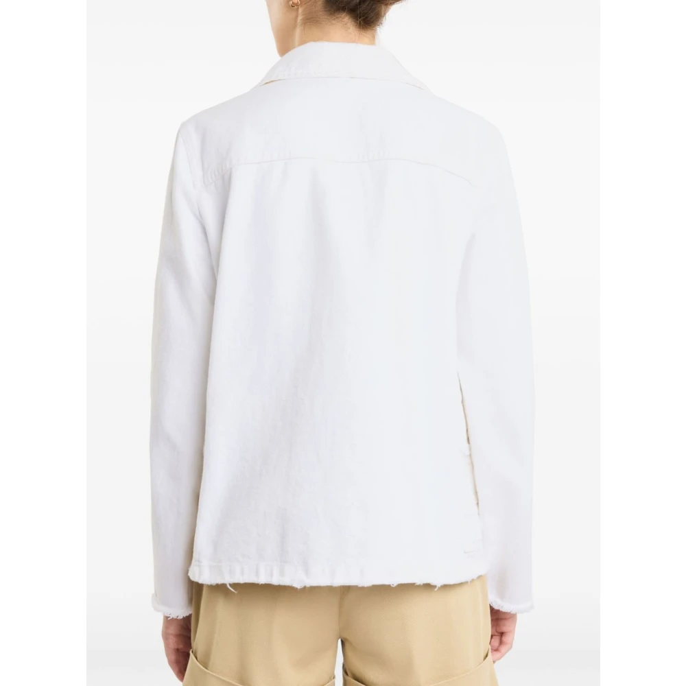 Fay Witte Jacket met Raffelrand en Zakken White Dames