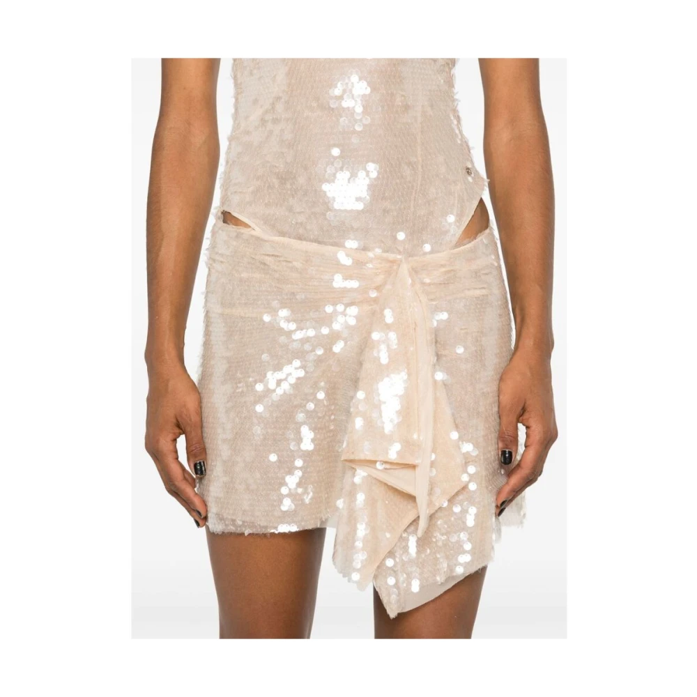 The Attico Crèmewitte Pailletten Jurk Beige Dames