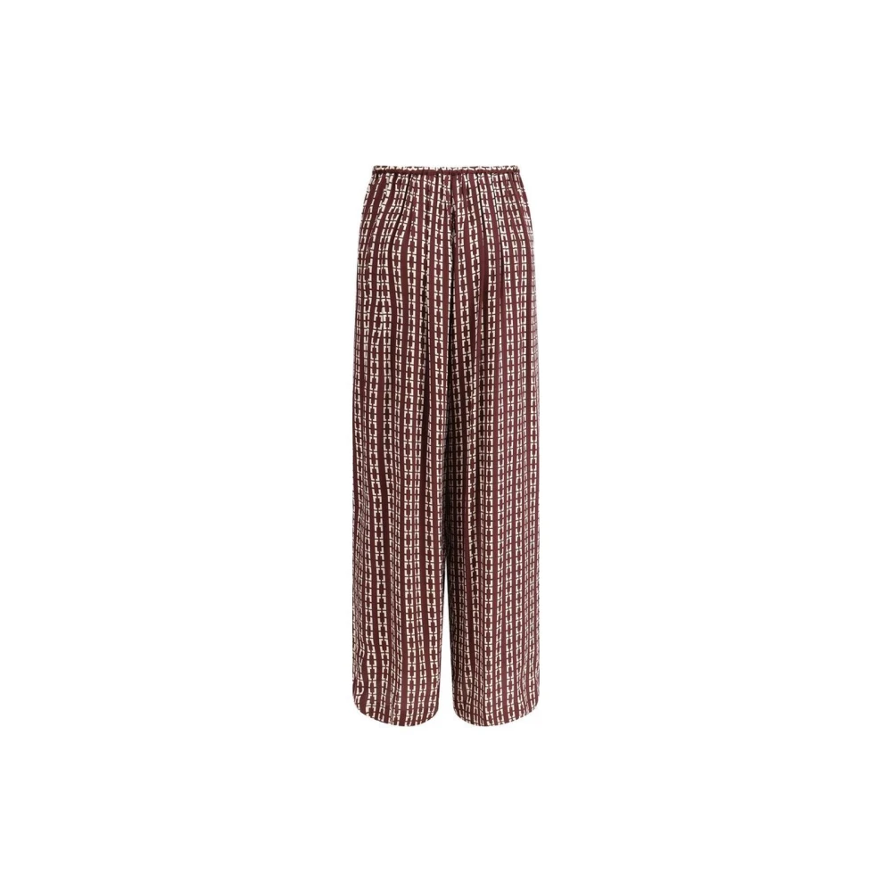 Forte Geometrisch Print Wijde Pijp Broek Brown Dames