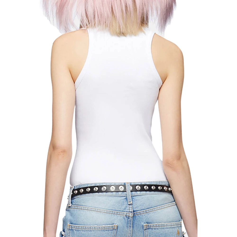 The Attico Metalen Logo Jersey Top White Dames