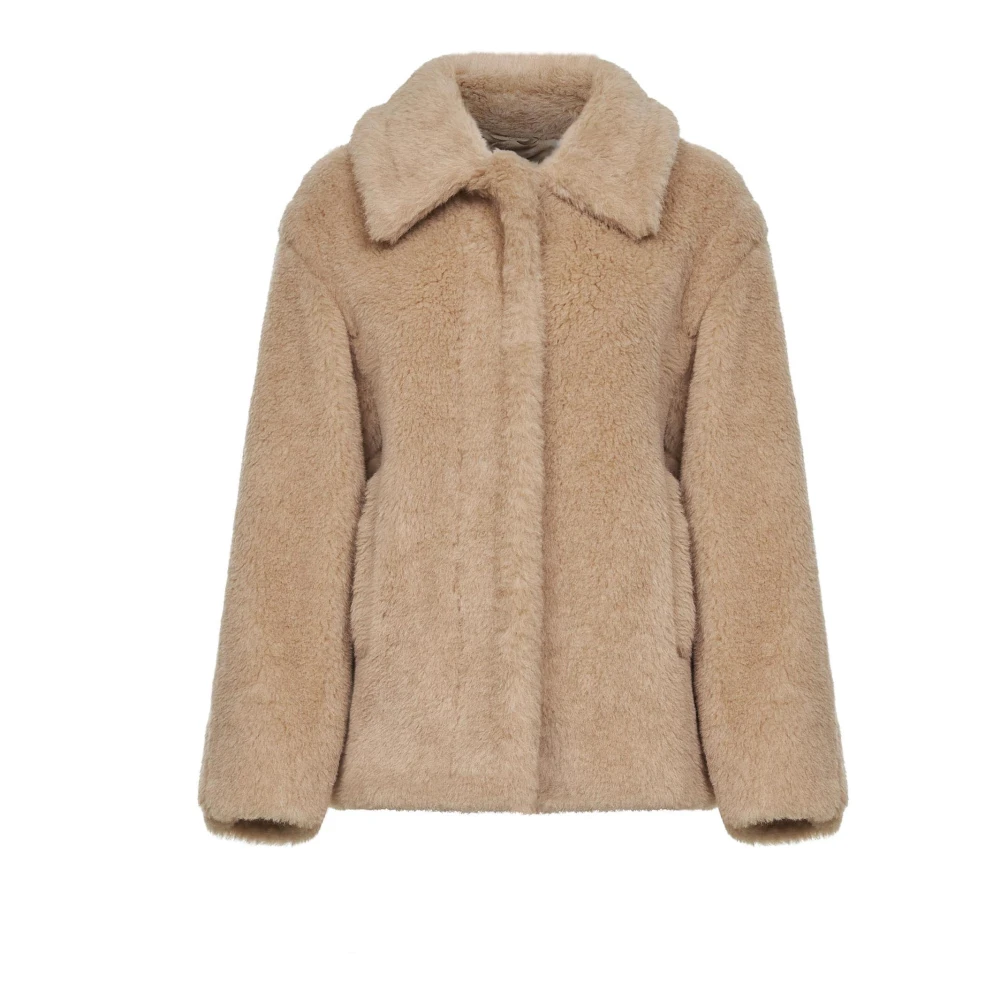 Max Mara Women's Beige Faux Fur & Shearling Jackets, Xs, Tritone Cropped Teddy Coat