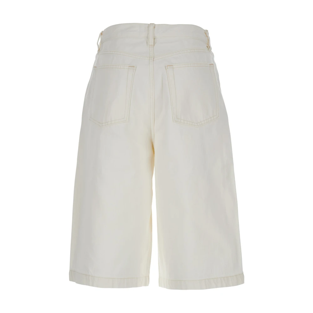 Frame Witte Denim Boy Shorts met Riem White Dames