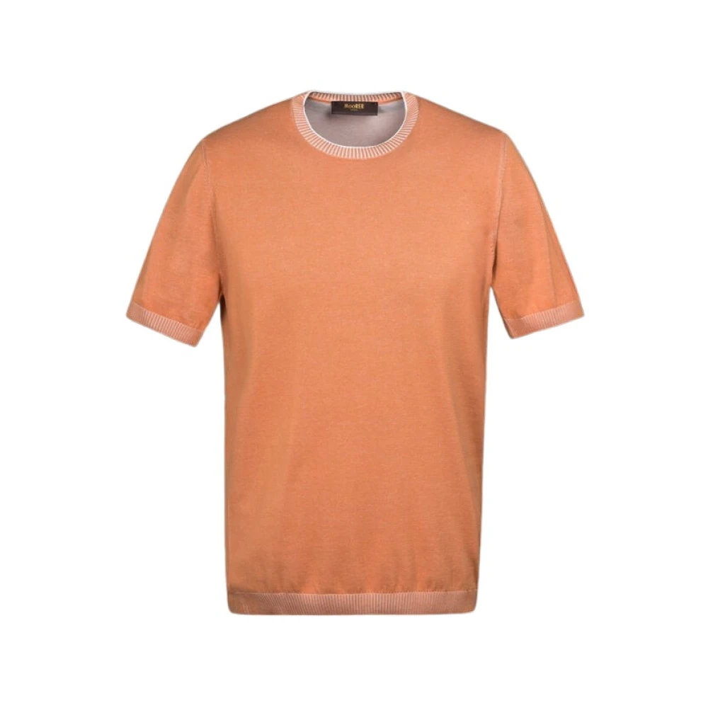 Moorer Men's Orange Round-Neck Knitwear, L, Jude Crew-Neck Knit
