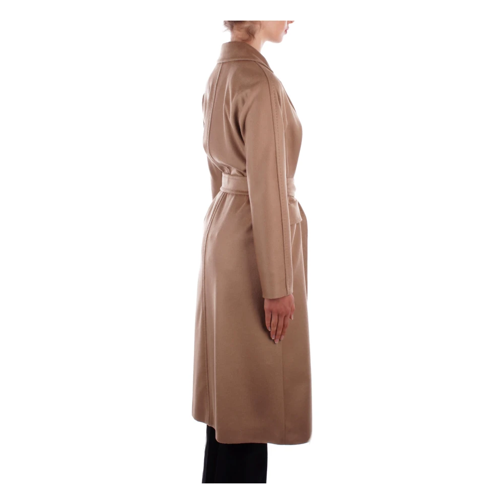 Max Mara Kameelwollen Jas met Riem en Knopen Brown Dames