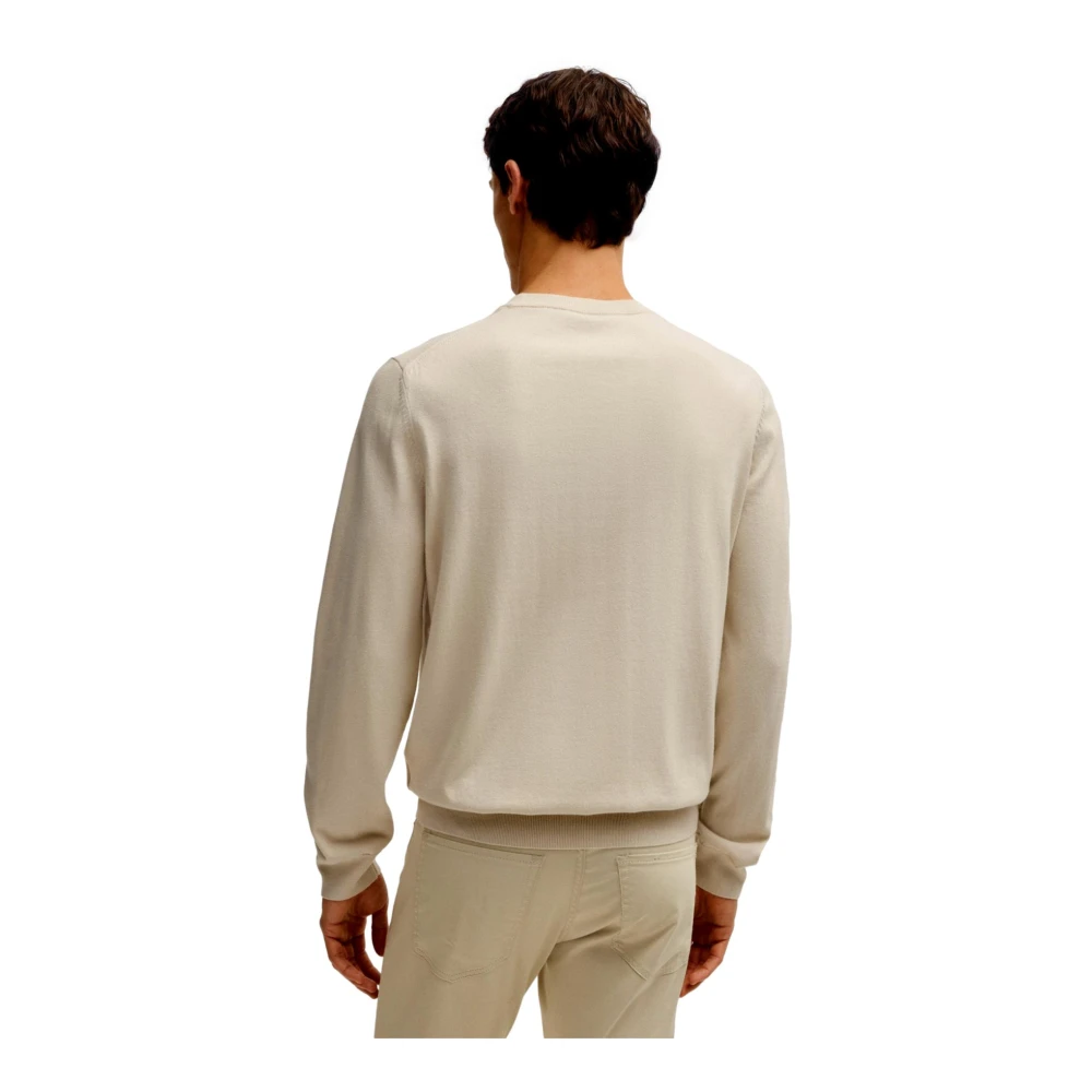 Hugo Boss Geborduurde Katoenen Trui met Logo Beige Heren