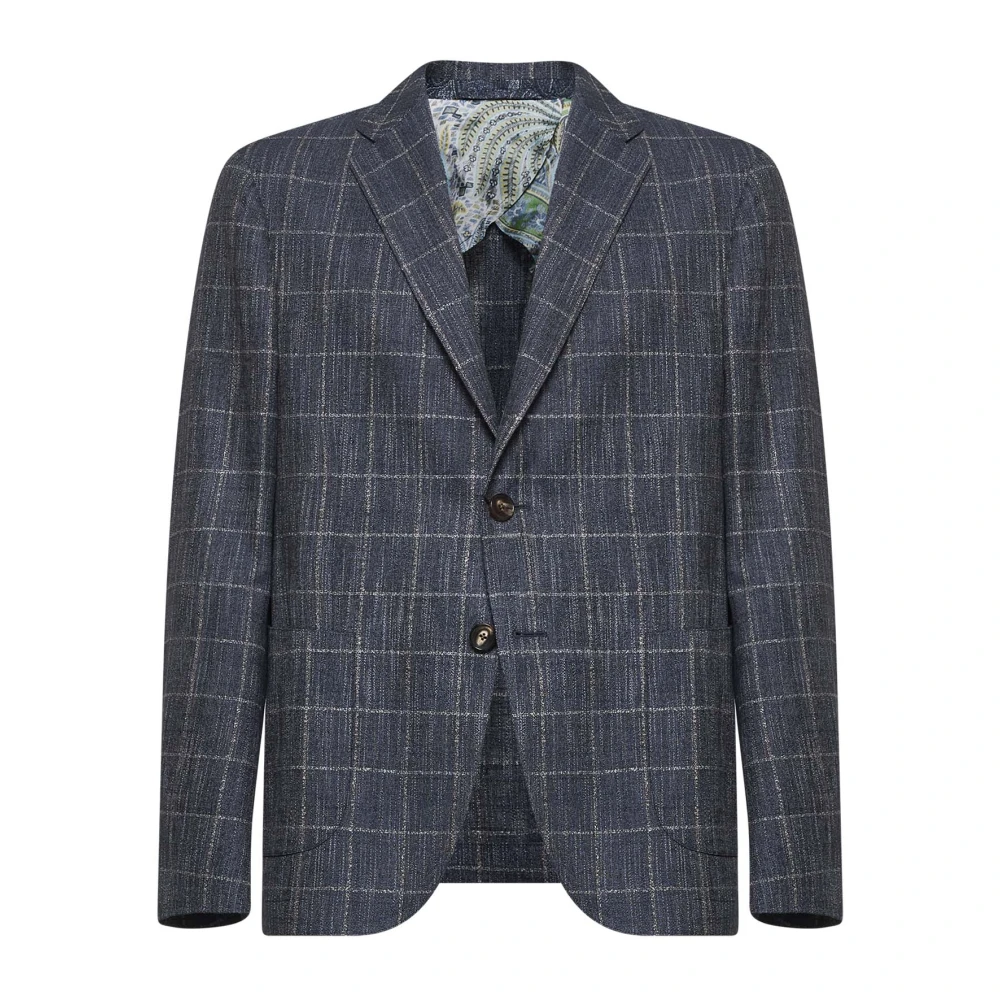 ETRO Blauwe Paisley Print Jas Blue Heren