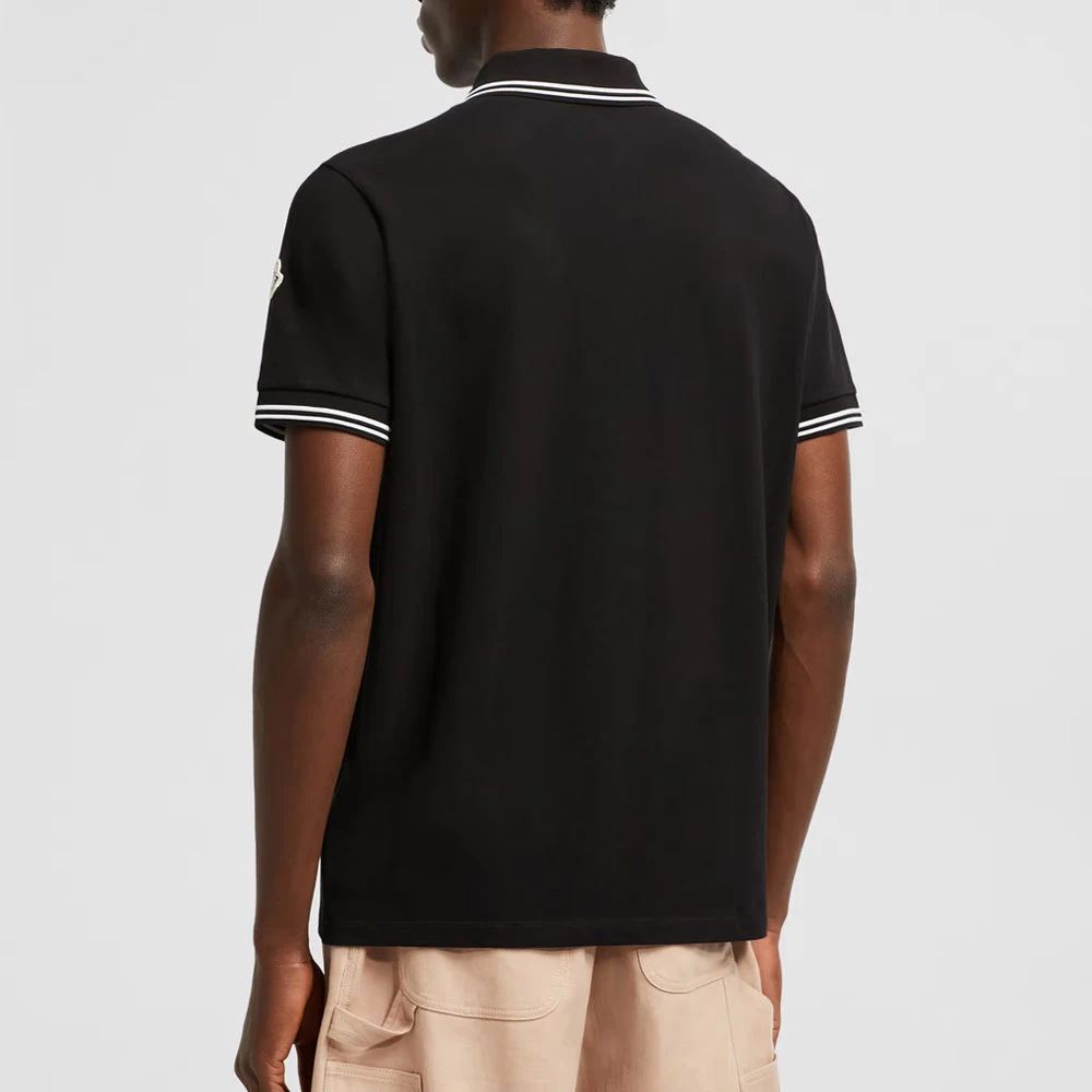 Moncler Gestreepte Trim Piquet Polo Black Heren