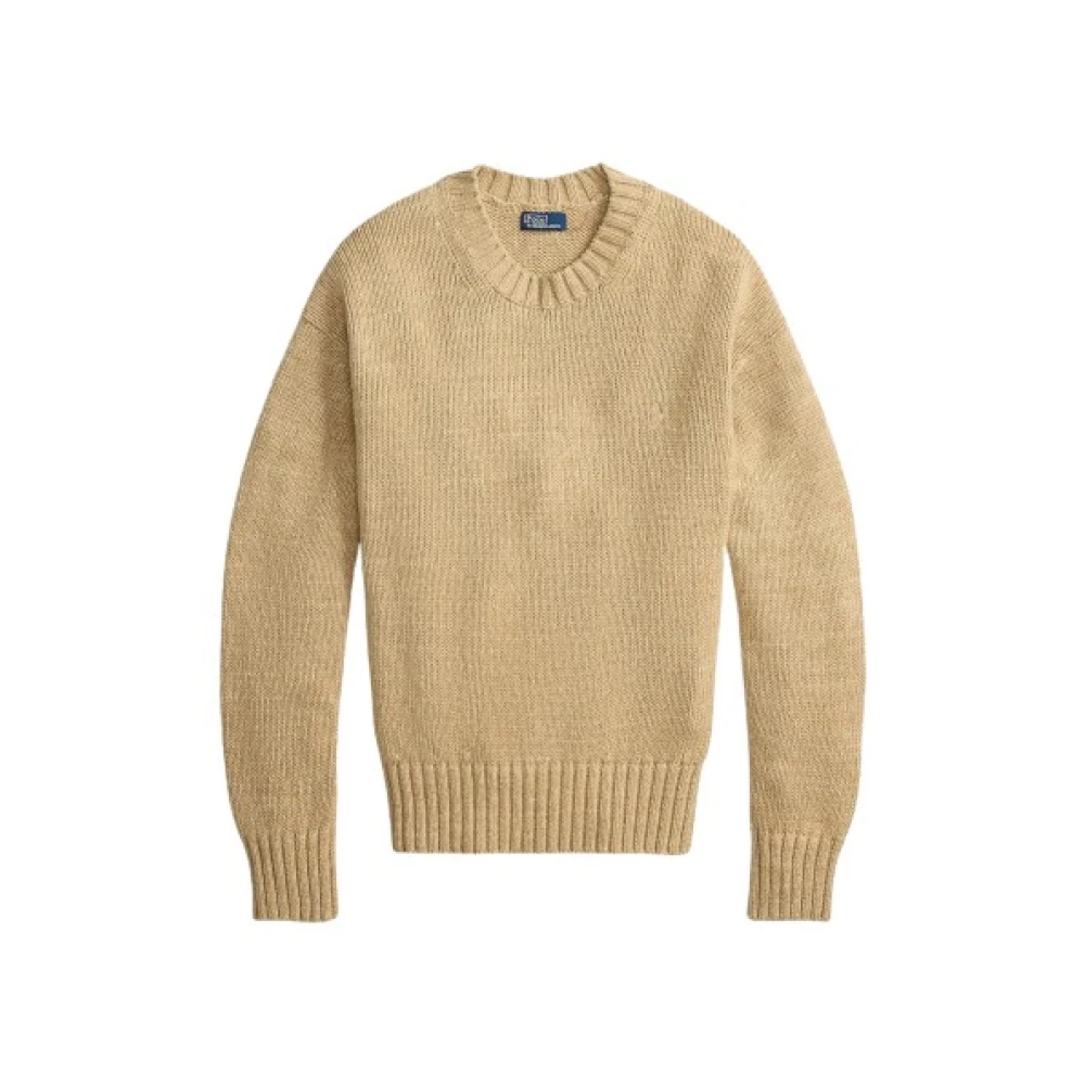 Polo Ralph Lauren Beige Ribbstickad Rundhalsad Tröja