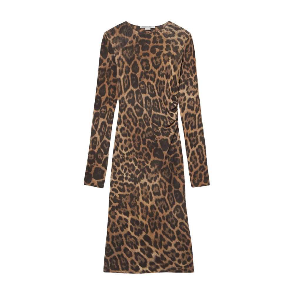Stella Mccartney Bruine Mesh Textuur Jurk Ritssluiting Brown Dames