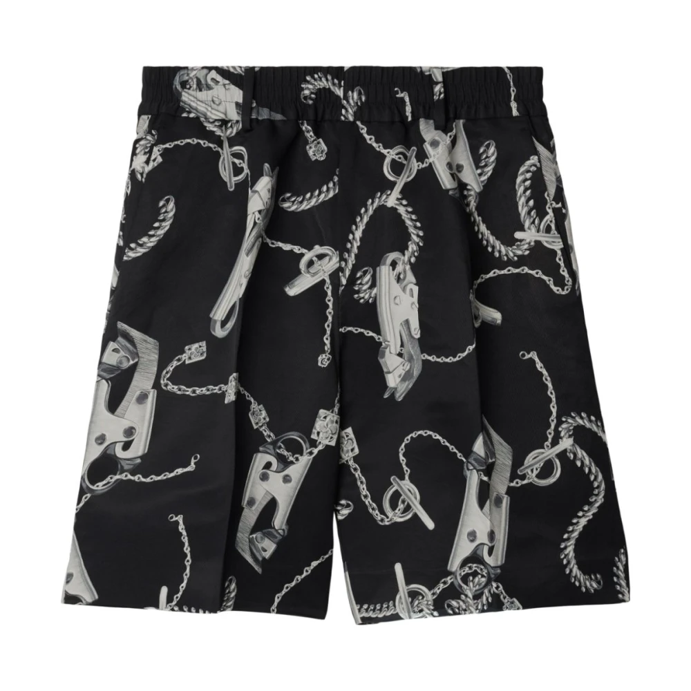 Burberry Ketting-Link Print Zwarte Shorts Multicolor Dames