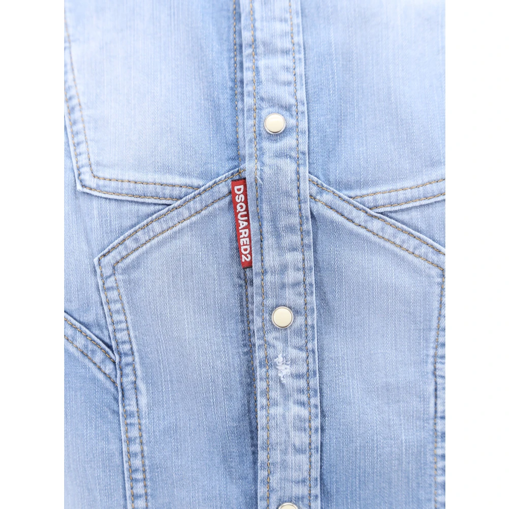 Dsquared2 Blauw Ss24 Herenoverhemd met moeder van parel knopen Blue Heren