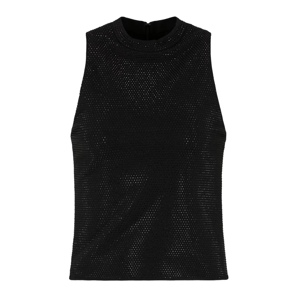 Emporio Armani Zwarte Studs Mouwloze Top Black Dames