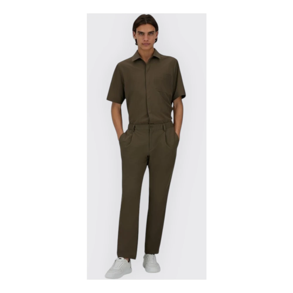 Herno Seersucker Straight-Leg Broek Green Heren