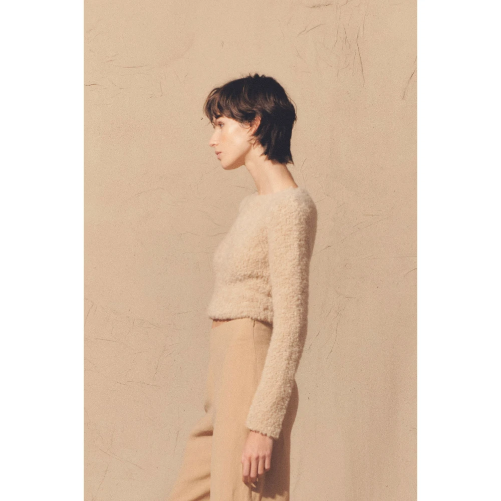 Cortana Zachte Beige Jersey Zijde Blend Trui Beige Dames