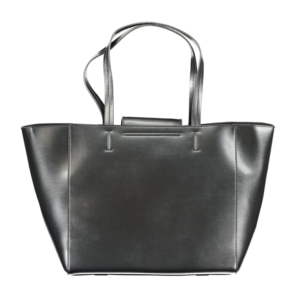 Calvin Klein Zwarte dames schoudertas met drukknoopsluiting Black Dames