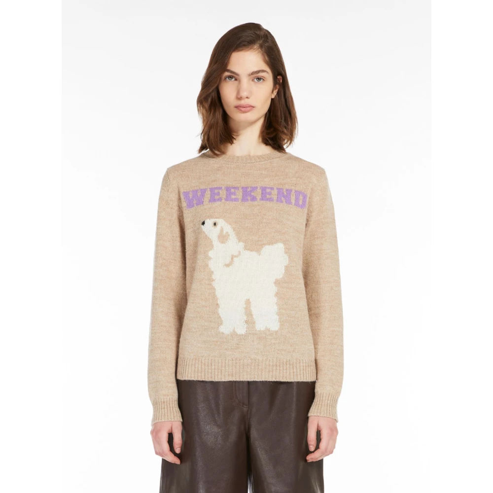 Weekend Alpaca en wol ronde hals trui Beige Dames