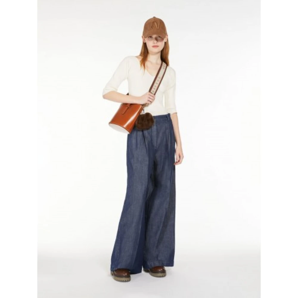 Max Mara Geribbelde Viscose Jersey Top White Dames