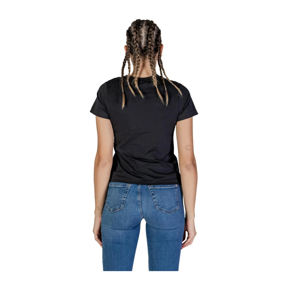 Guess Hart Rhinestone Crew Neck Tee Black Dames