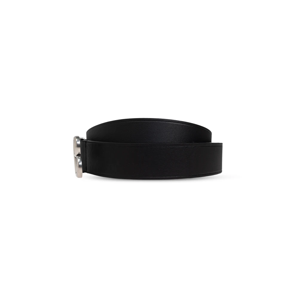 Balenciaga Leren riem met logo Black Heren