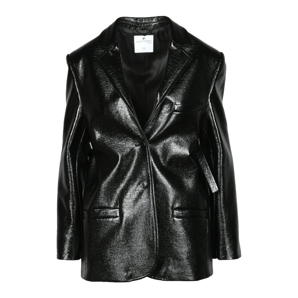 Courrèges Katoen Blend Jas Black Dames