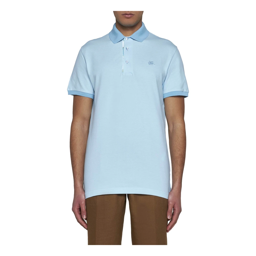 ETRO Blauwe Bedrukte T-shirts en Polos Blue Heren