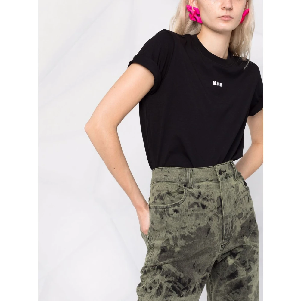 Msgm Basis Katoenen T-Shirt Black Dames