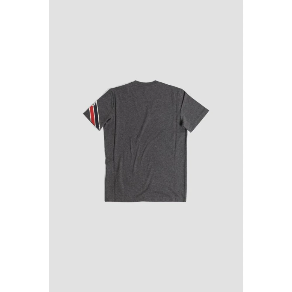 Moncler Grijze T-shirt met driekleurige strepen Gray Heren