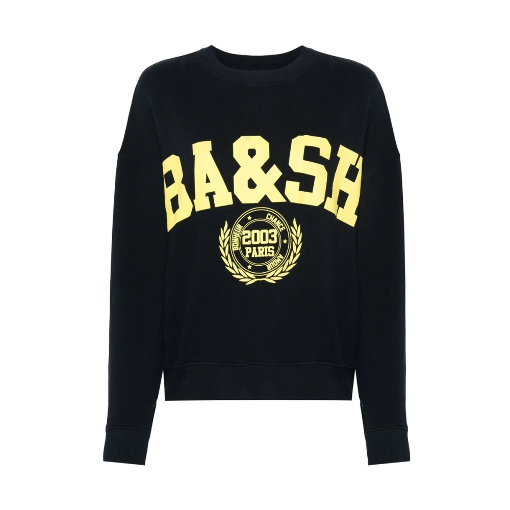 BA&SH Navy Blue Logo Print Sweatshirt Blue Dames