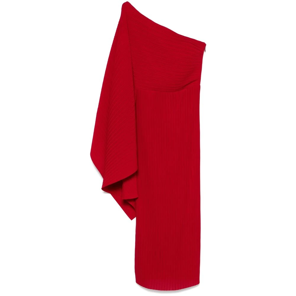 Solace London Robijnrode One-Shoulder Pencil Jurk Red Dames