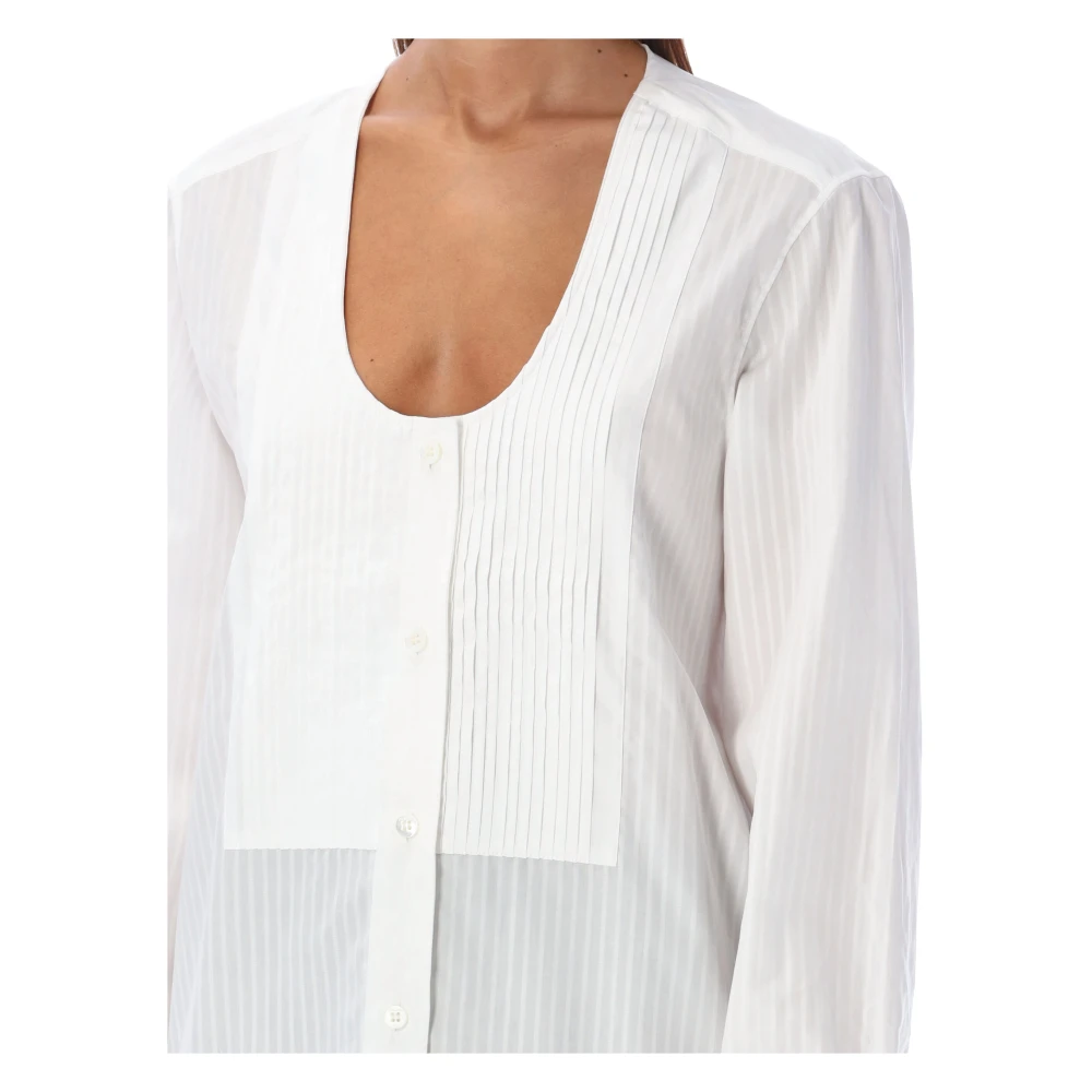 JW Anderson Witte Pintuck Bib Shirt White Dames