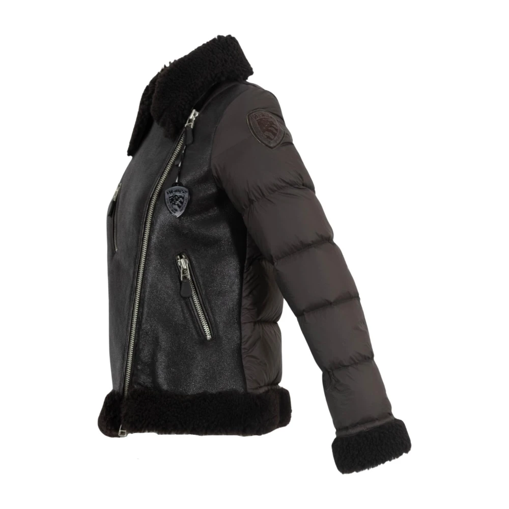 Blauer Bruine Leren Donsjas Brown Dames
