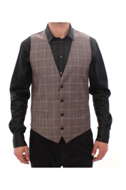 Brown Wool Single Breasted Vest Gilet