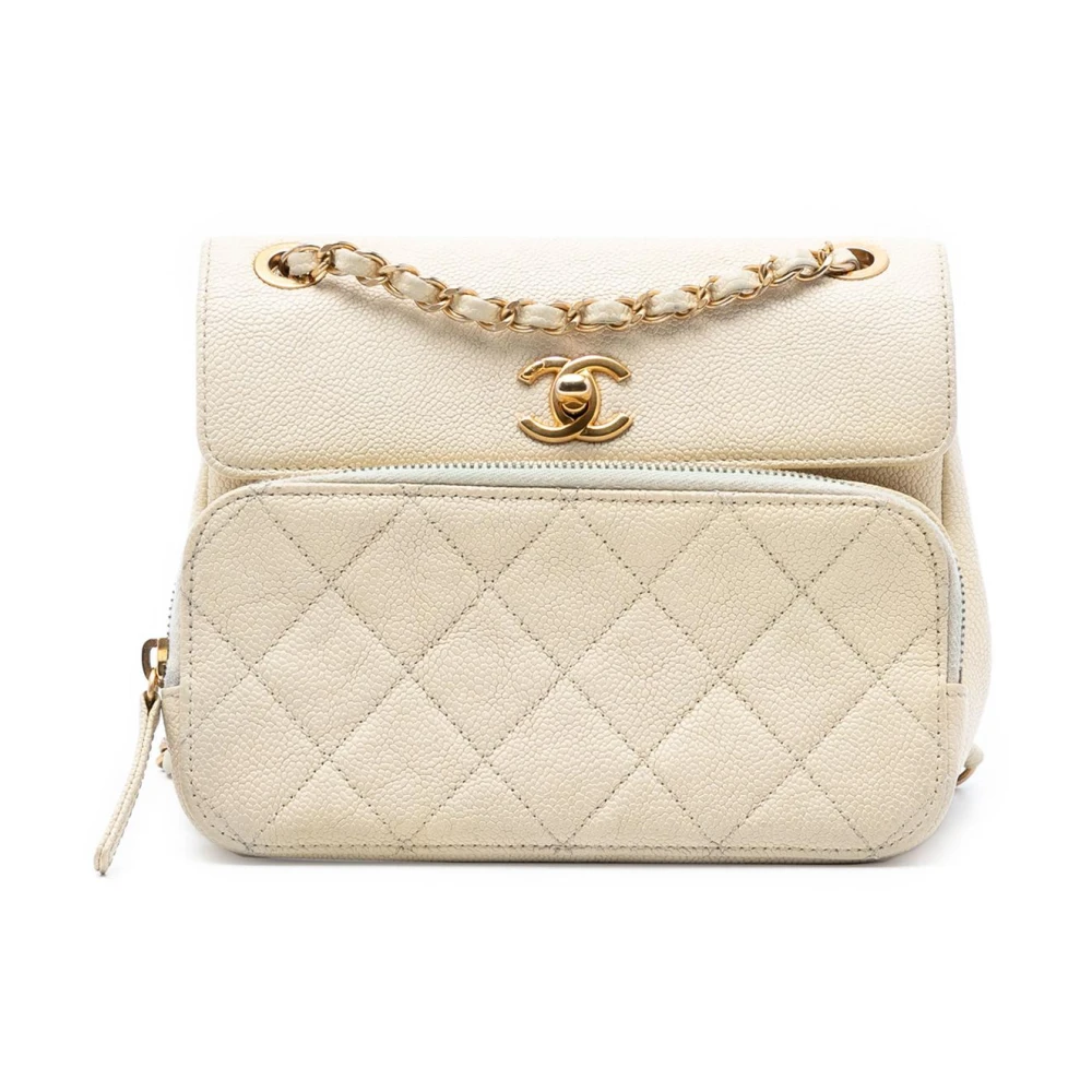 Chanel Vintage Women's White Pre-Owned Chain Detail Bag
