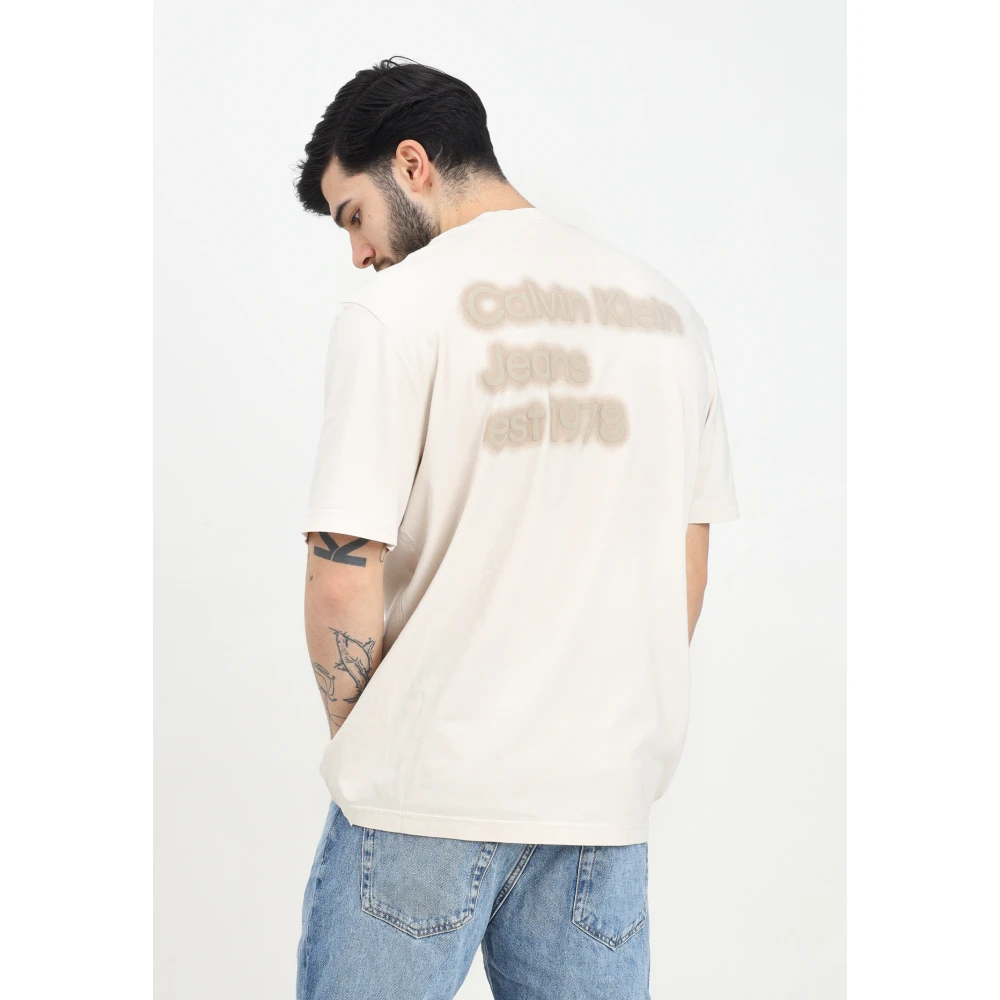 Calvin Klein Jeans Korte mouw beige T-shirt voor mannen Beige Heren