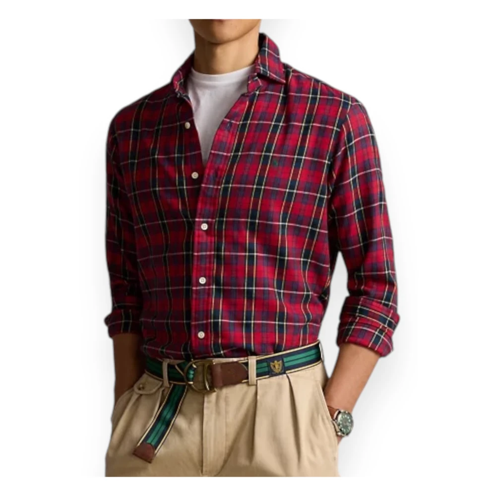 Polo Ralph Lauren Custom-Fit Twill Geruite Overhemd Red Heren