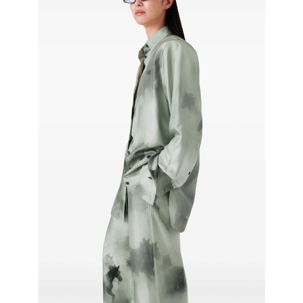 Stella Mccartney Oversized Horse Print Shirt Green Dames