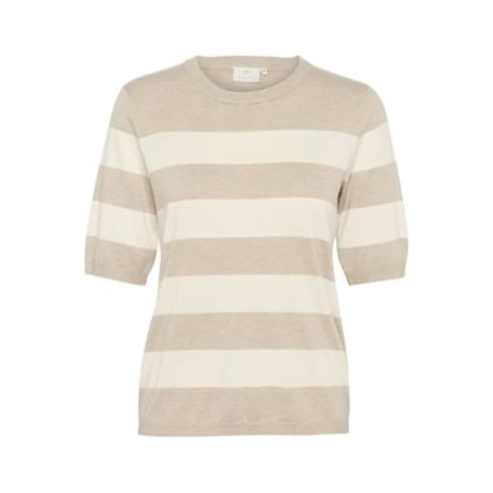 Kaffe Gestreepte Gebreide Korte Mouw Gray Dames
