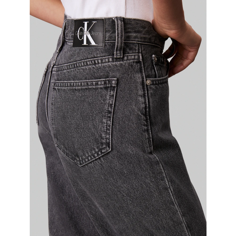 Calvin Klein Jeans Hoge Taille Rechte Grijze Jeans Gray Dames