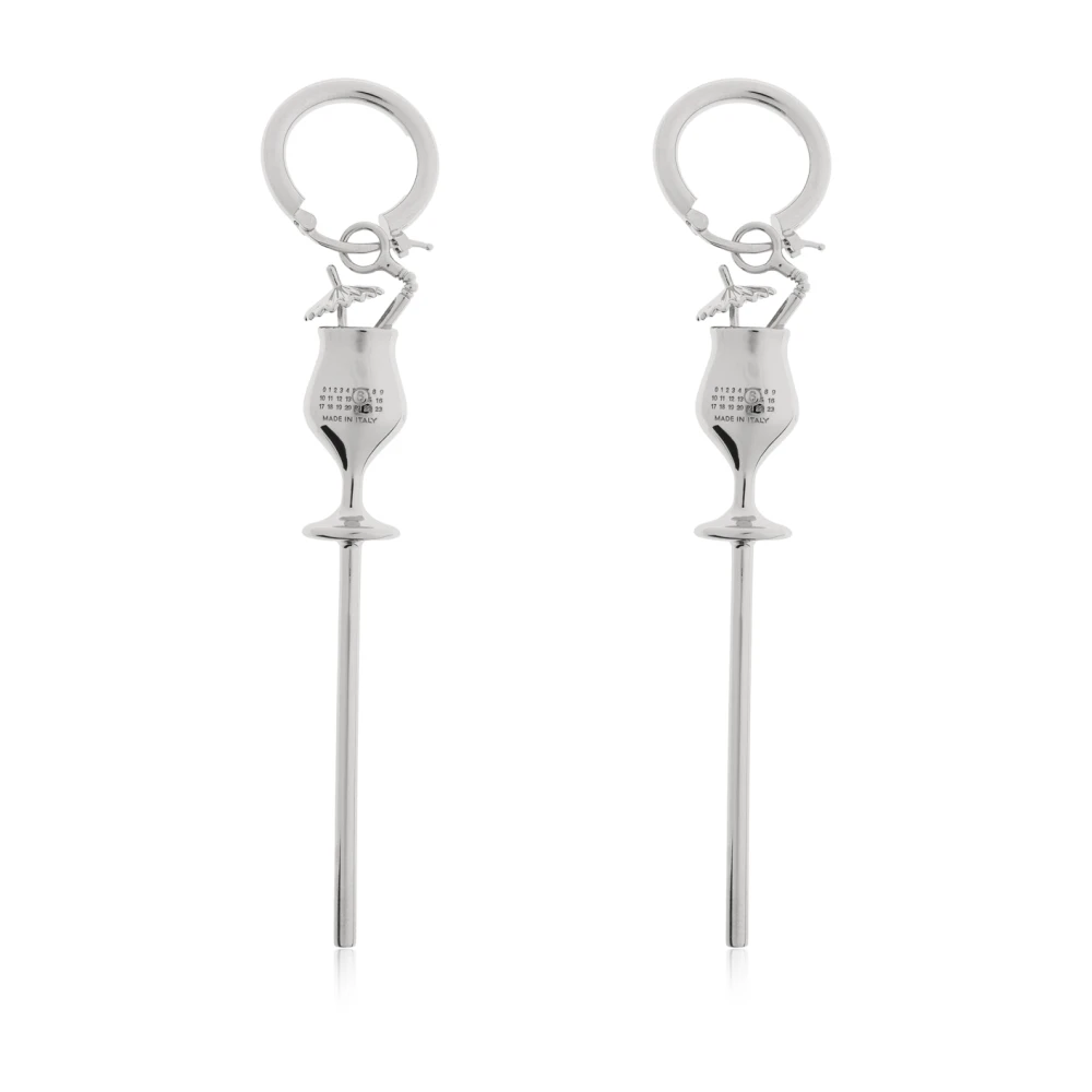 Mm6 Maison Margiela Vrouw Grijs Accessoires Dames, One Size, Enkele Oorbel Met Hanger