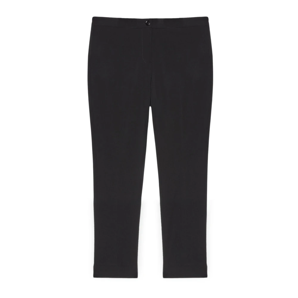 Fiorella Rubino Zwarte Capri Broek met Stretchstof Black Dames