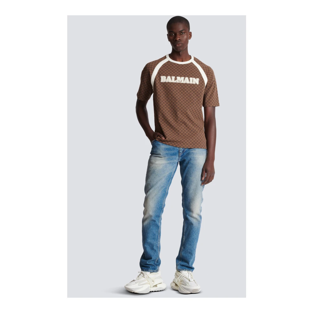 Balmain Retro mini monogram T-shirt Brown Heren
