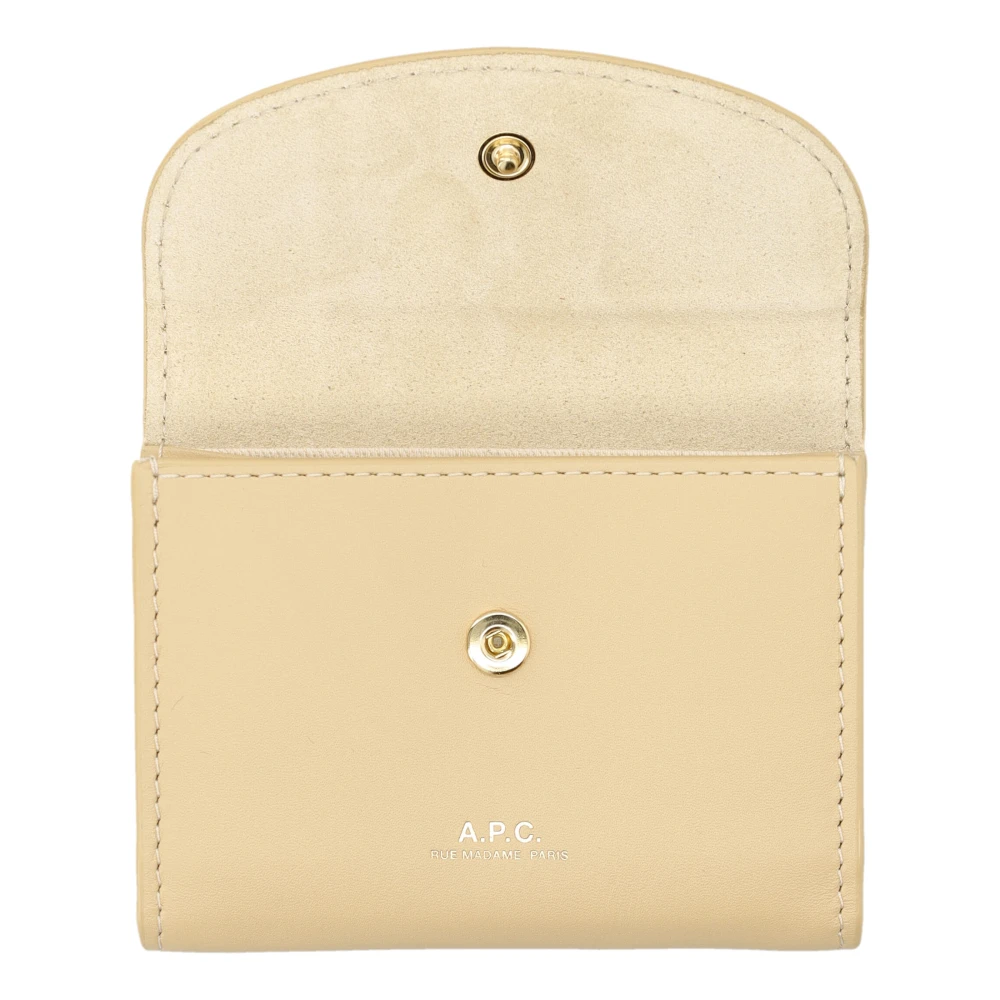 A.p.c. Leren kaarthouder met drukknoopsluiting Beige Dames
